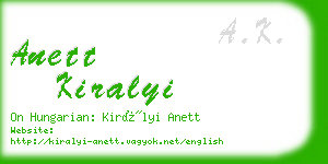 anett kiralyi business card